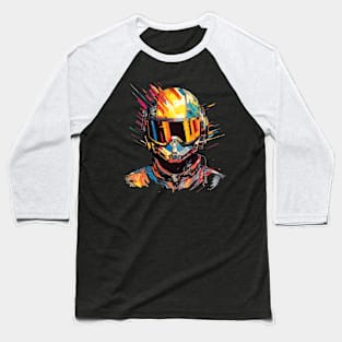 Man With Helmet Video Game Character Futuristic Warrior Portrait  Abstract Baseball T-Shirt